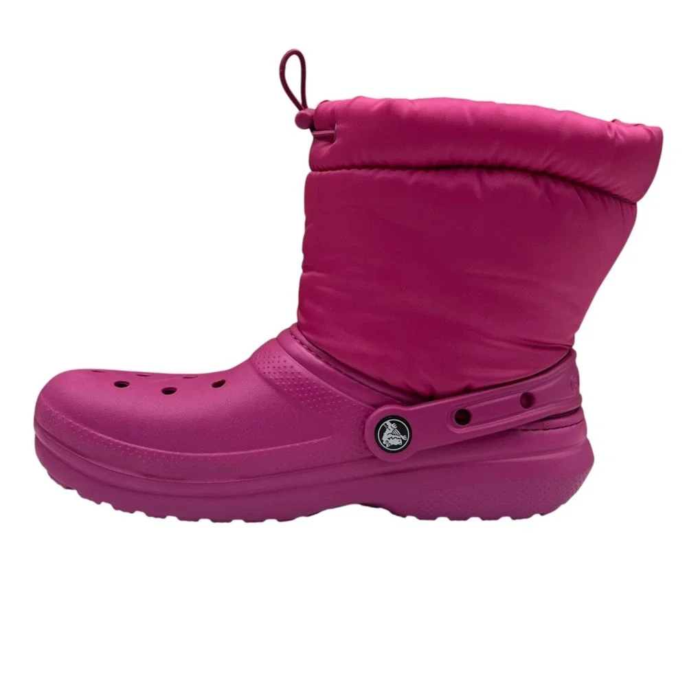 Crocs Classic Youth Girls Lined‎ Neo Puff Boots Size 5 (J5) Fuchsia Faux Fur